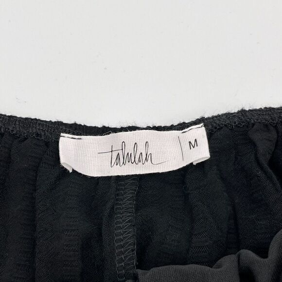 Talulah Mini Dress M Black Peasant Flutter Sleeves Elastic Shoulders Ruffle Hem - Picture 7 of 12